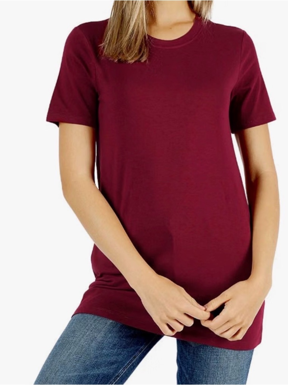 Zenana Cotton Crew Neck Short Sleeve TEE Cabernet